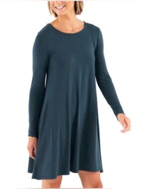 Free Fly Bamboo Blue Gray Long Sleeve Dress Size Small s